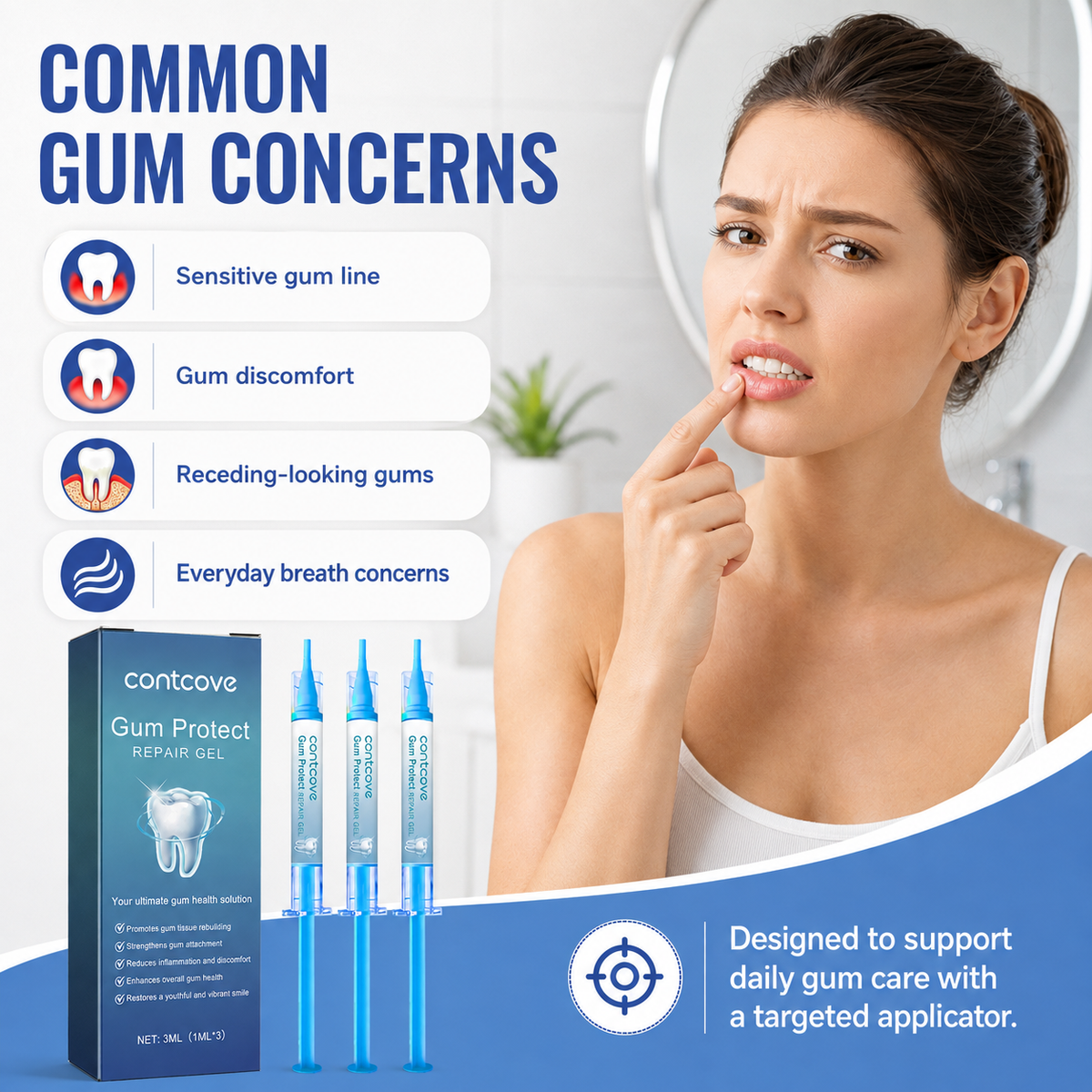 Contcove Gum Care Gel – Precision Applicator, 3 Pack
