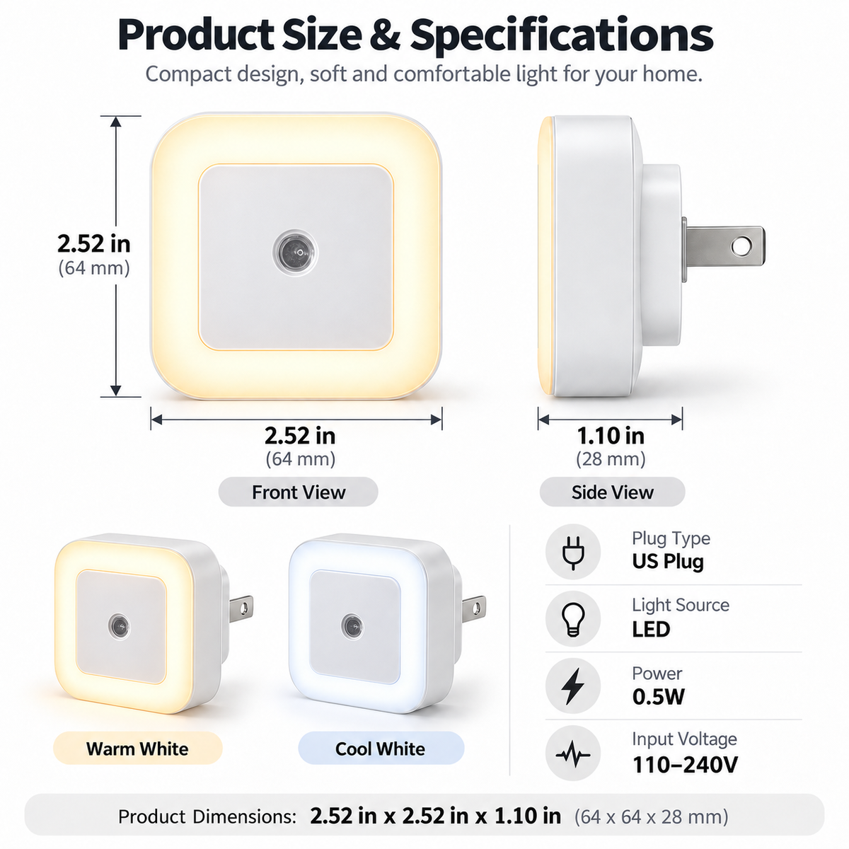 Dusk-to-Dawn Plug-In LED Night Lights – 6 Pack