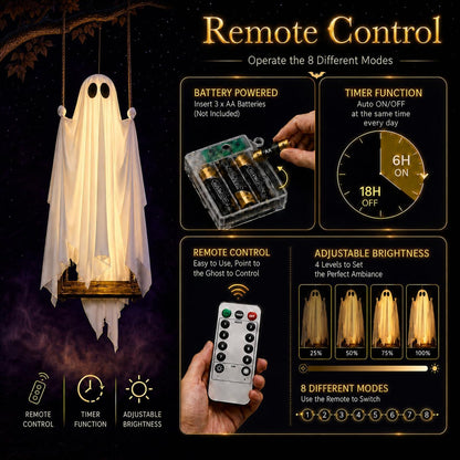 5FT Hanging Ghost Swing with Lights & Remote