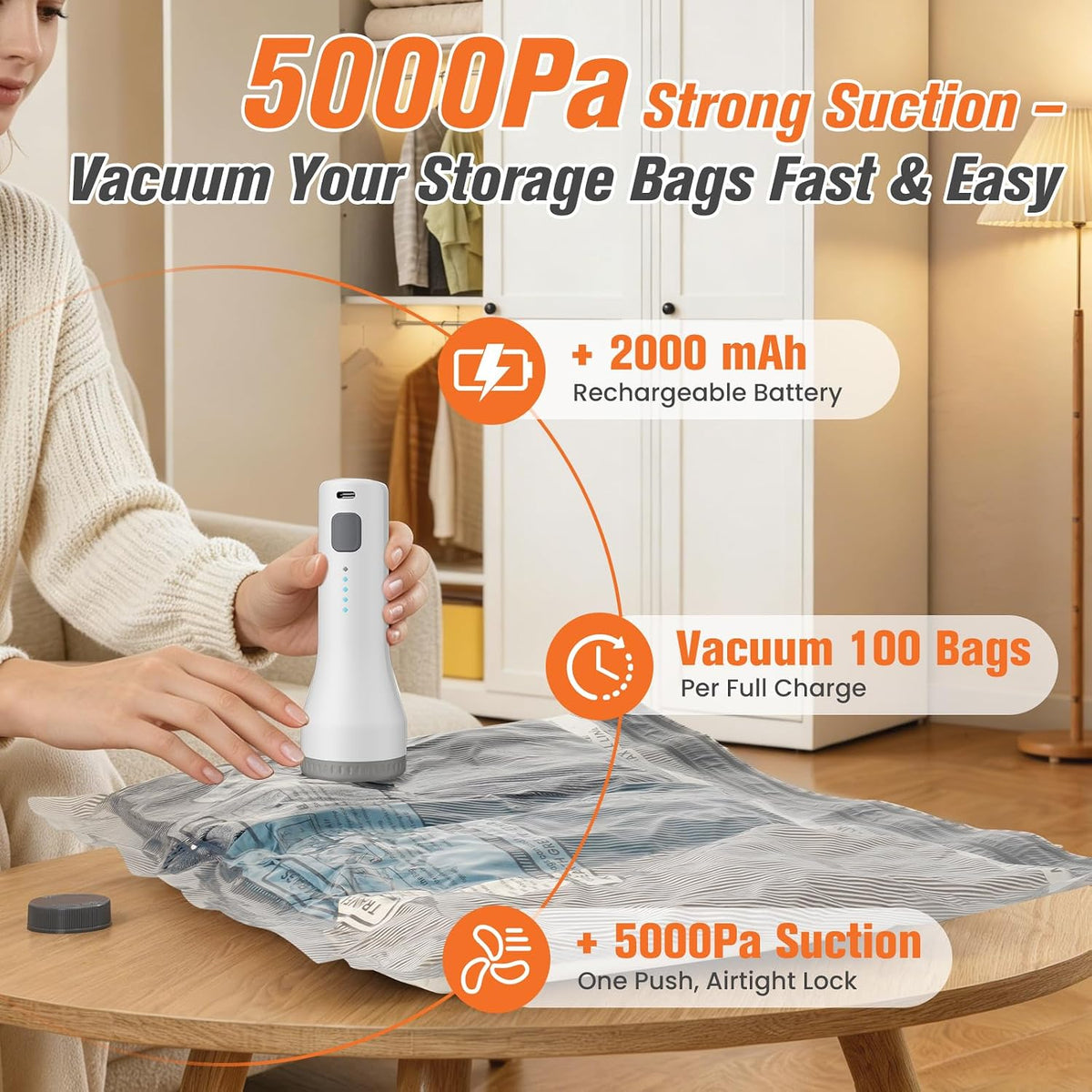 Travel Vacuum Storage Bags with Rechargeable Pump