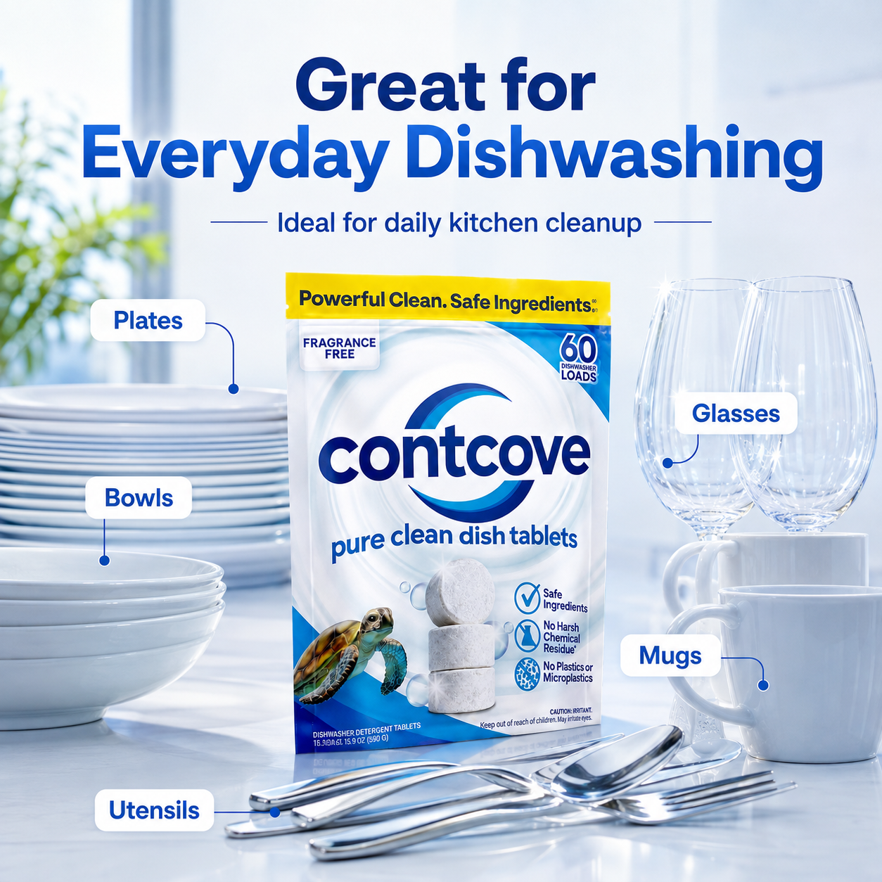 Contcove Dishwasher Detergent Tablets | Powerful Clean